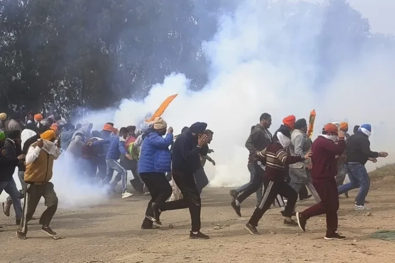 Tear Gas is Fired Farmers Protest in Delhi